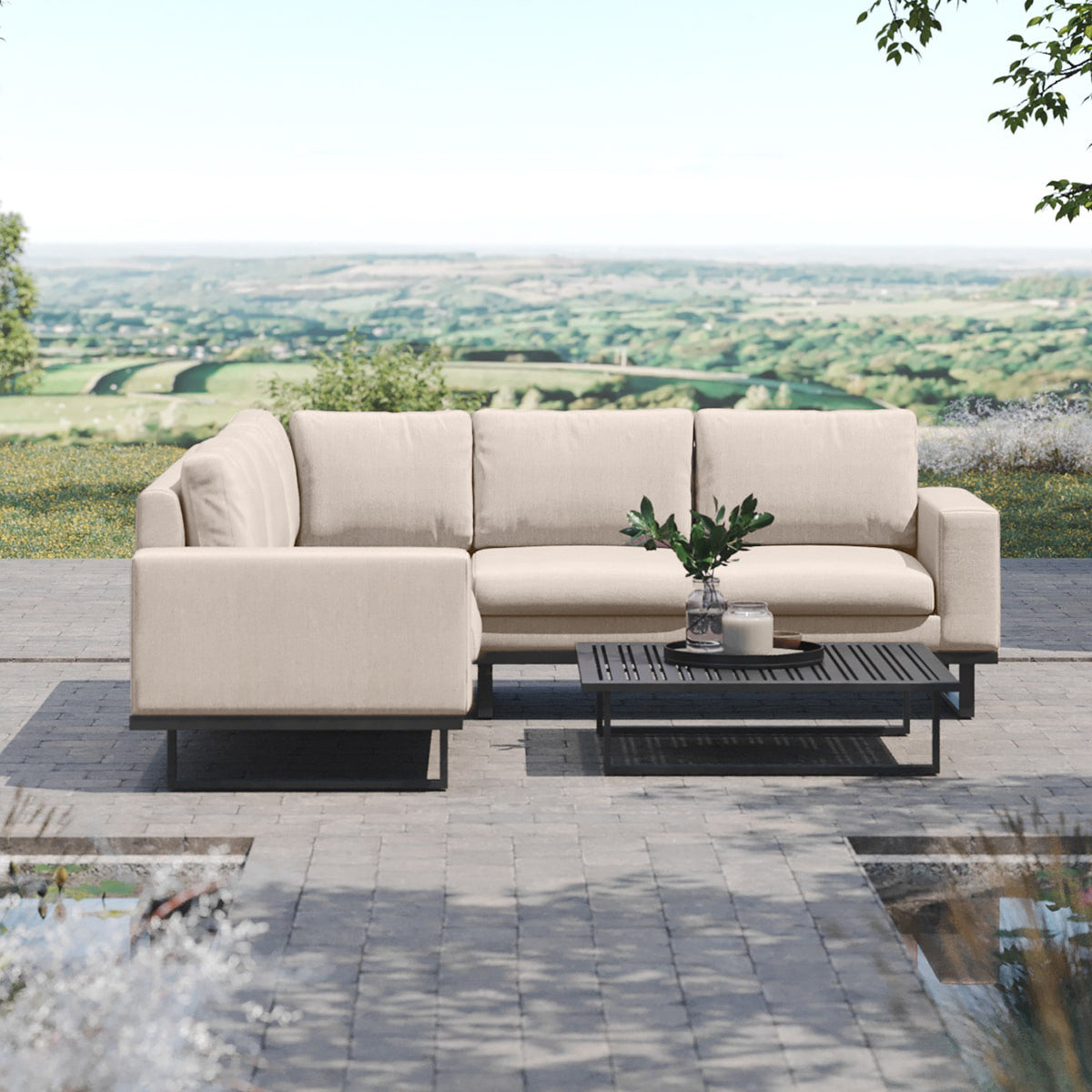 Maze Ethos Oatmeal Outdoor Corner Sofa Set with Coffee Table | 5 Seater